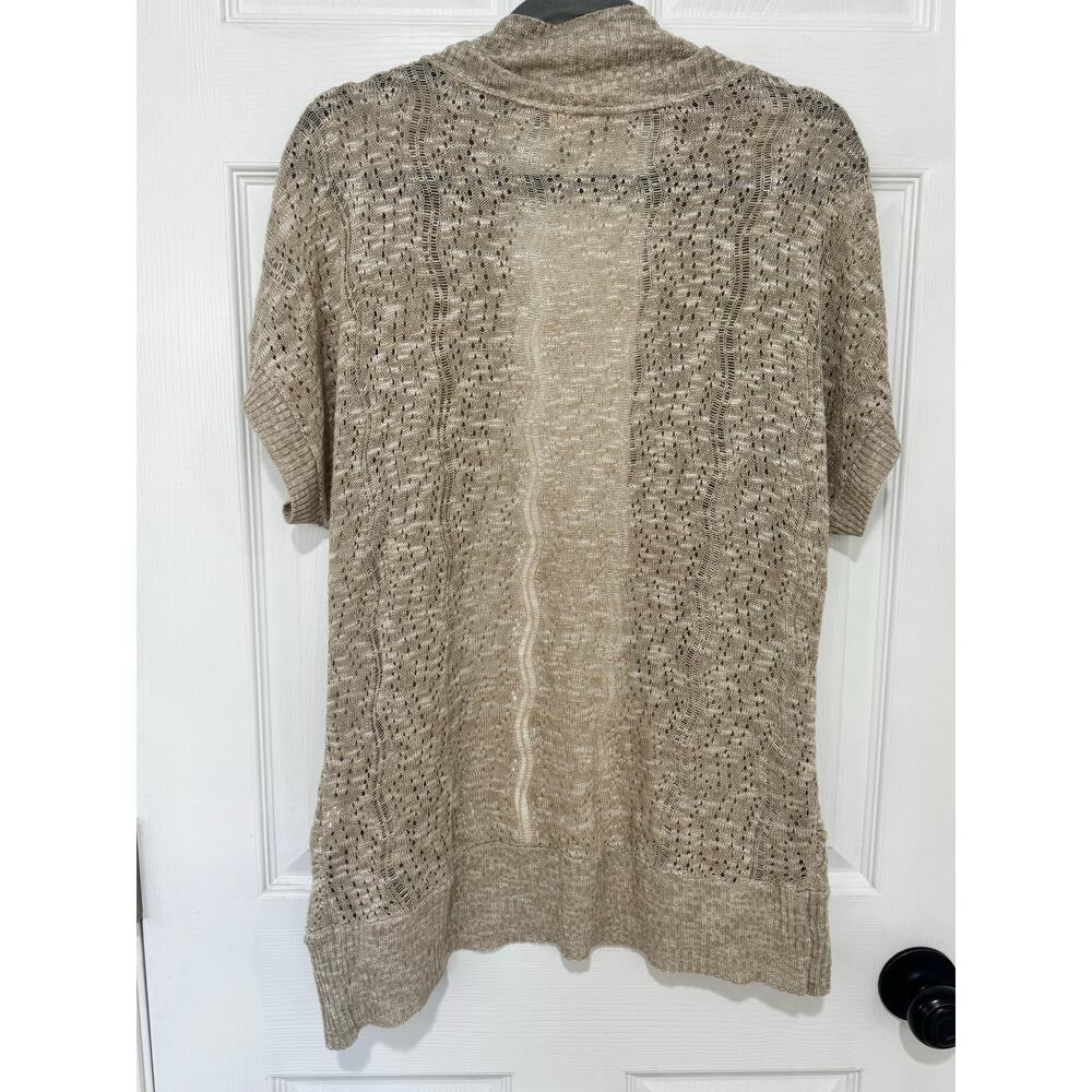 Knit Mossimo 2 tone Beige Cardigan  XXL Beautiful!  Short Sleeve Lightweight - Picture 4 of 4